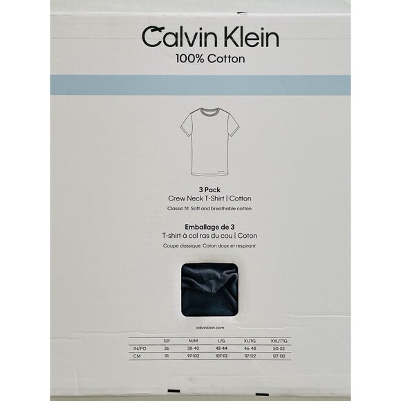 Calvin Klein 100% Cotton Crew Neck T-Shirt 3 Pack Men’s M Assorted Colors Blue - Picture 8 of 13